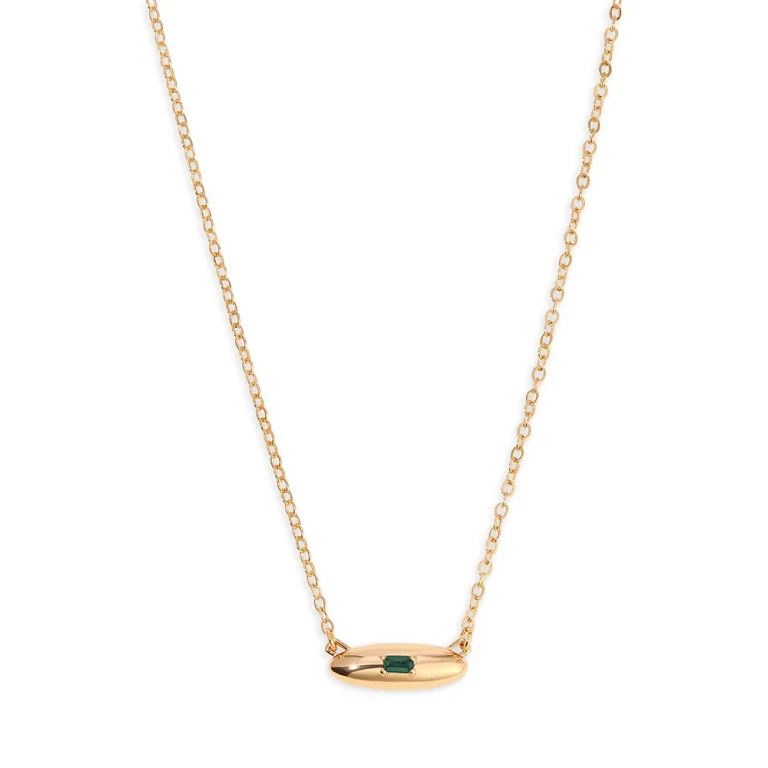 Ettika Baguette Crystal Oval Dome Simple Pendant Necklace, 20