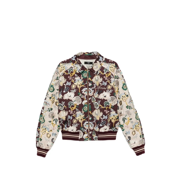 Floral-embroidered Bomber Jacket