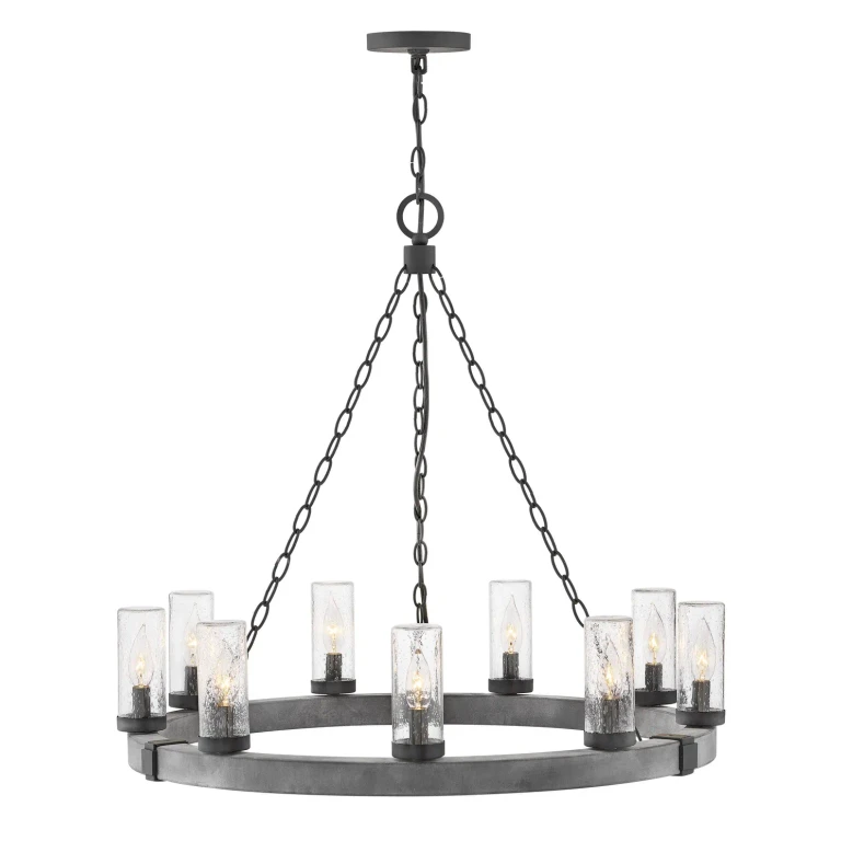 Aged Zinc LED Chandelier from the Sawyer Collection