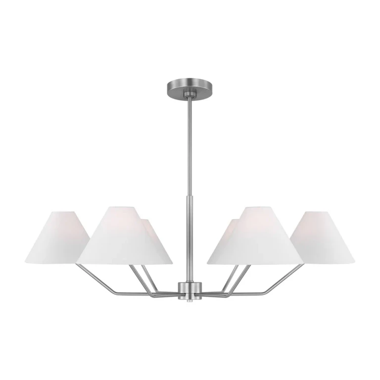 Brushed Steel Six Light Chandelier from the Burke Collection