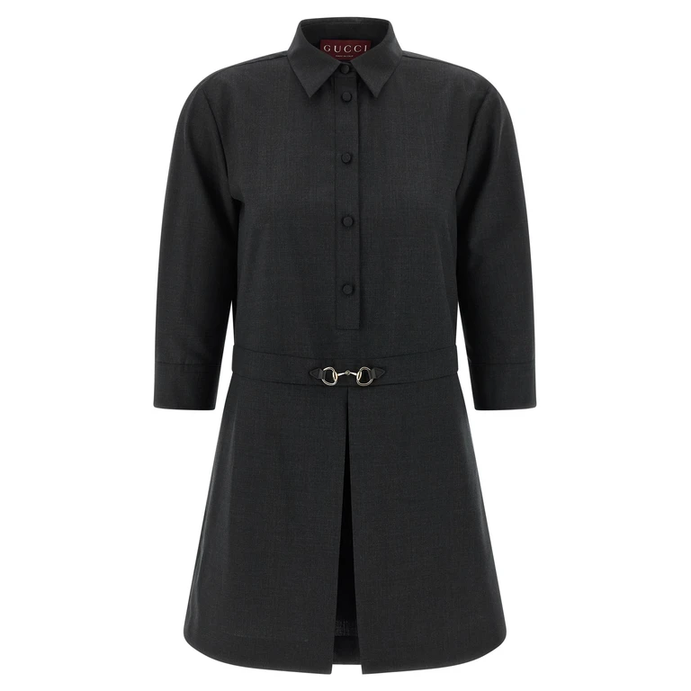 Gucci Gray Wool Short Dress - Women
