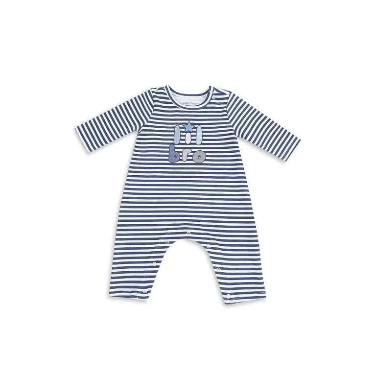 Angel Dear Boys' Lil Bro Embroidery Striped Coverall - Baby