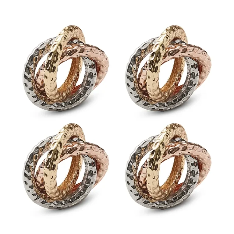 Kim Seybert Trinity Napkin Ring in Multi, Set of 4 in a Gift Box