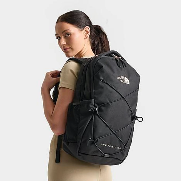 The North Face Jester Luxe Backpack (27L) in TNF Black/Burnt Coral