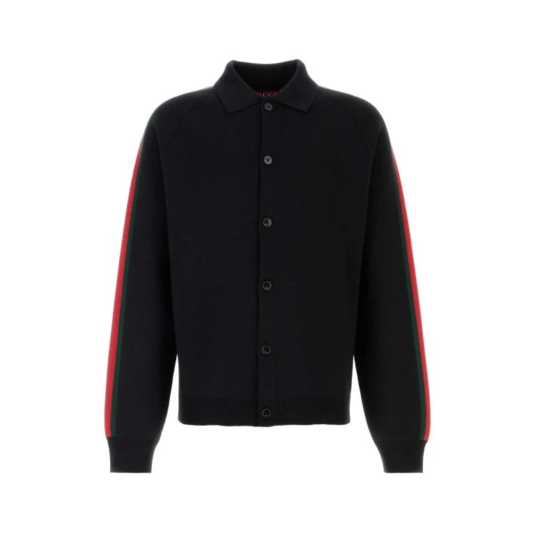 Gucci Black Wool Blend Cardigan Blackvrv Maglieria - Men