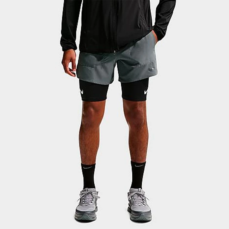 Nike Men's Stride Dri-FIT Brief-Lined 5" Running Shorts in Smoke Grey Size: XS