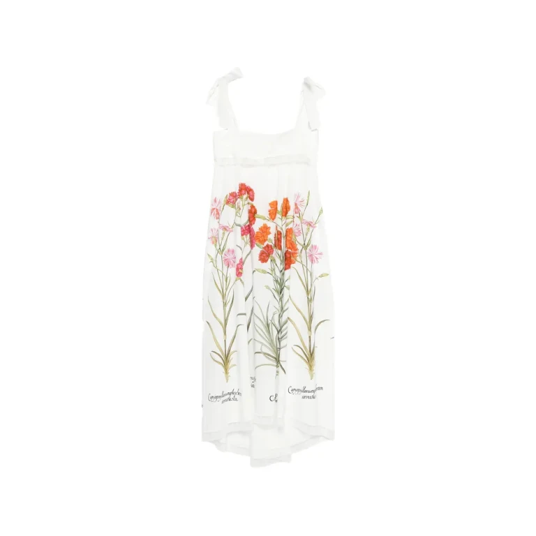 Alberta Ferretti Floral-detail Tie-strap Midi Dress