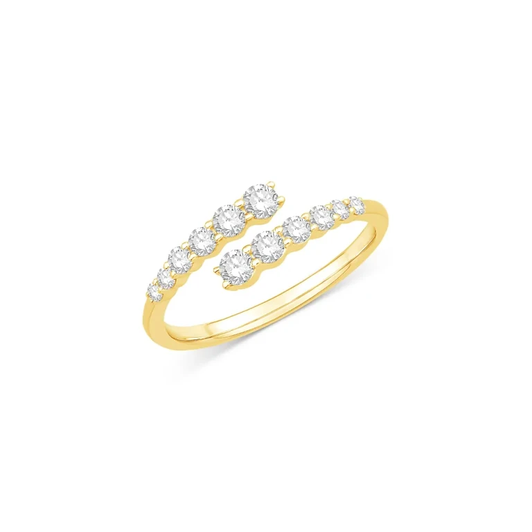 Diamond Bypass Ring in 14K Yellow Gold, 0.50 tcw