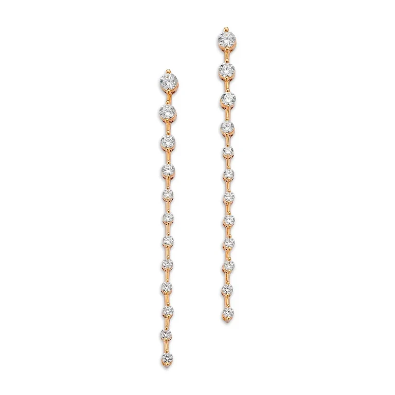 Diamond Linear Drop Earrings in 14K Yellow Gold, 1.0 tcw