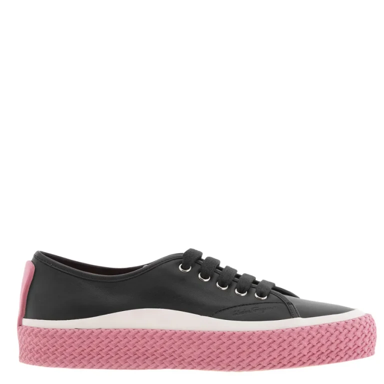 Ferragamo Contrast Sole Leather Sneakers