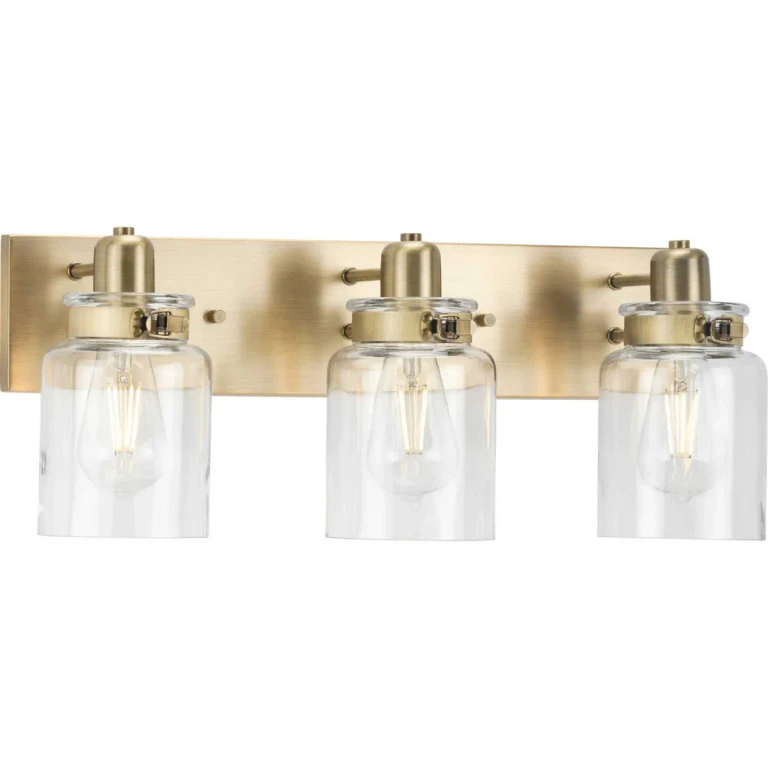 Vintage Brass Three Light Bath Bracket from the Calhoun Collection