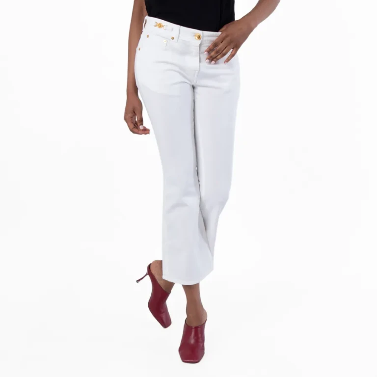 Versace White Cropped Flared Jeans, Size 27