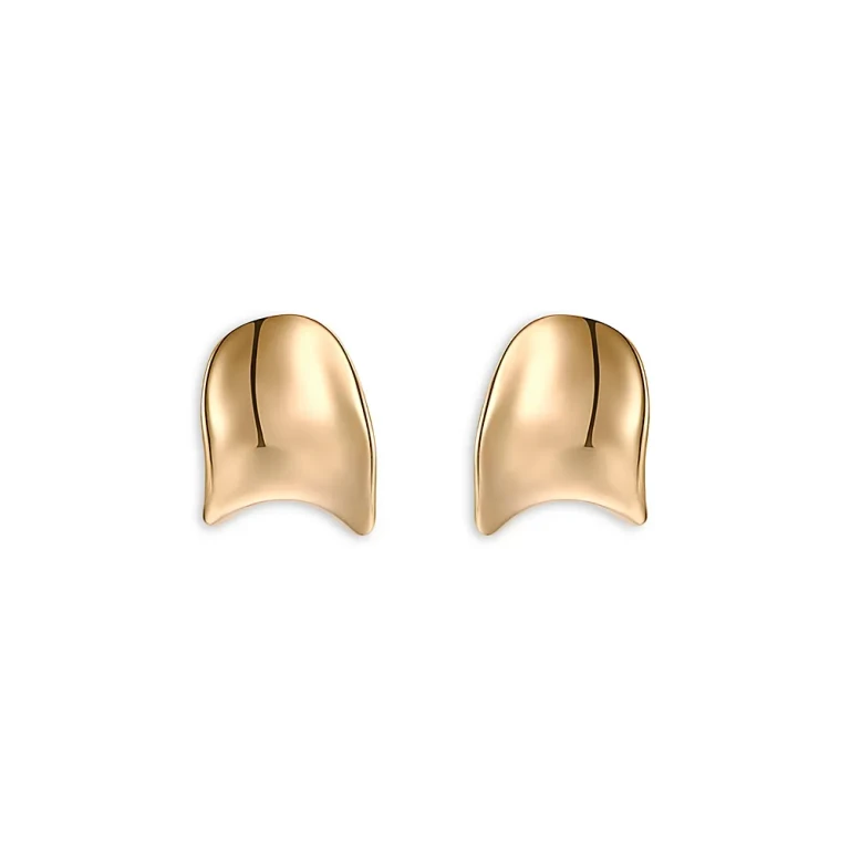 Ettika Curved Stud Earrings in 18K Gold Plated or Rhodium Plated