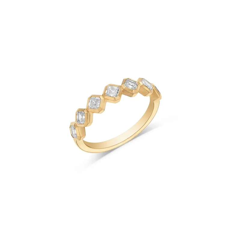 Luxe Collection Certified Lab Grown Diamond Assher Cut Band in 14K Yellow Gold, 1.0 tcw