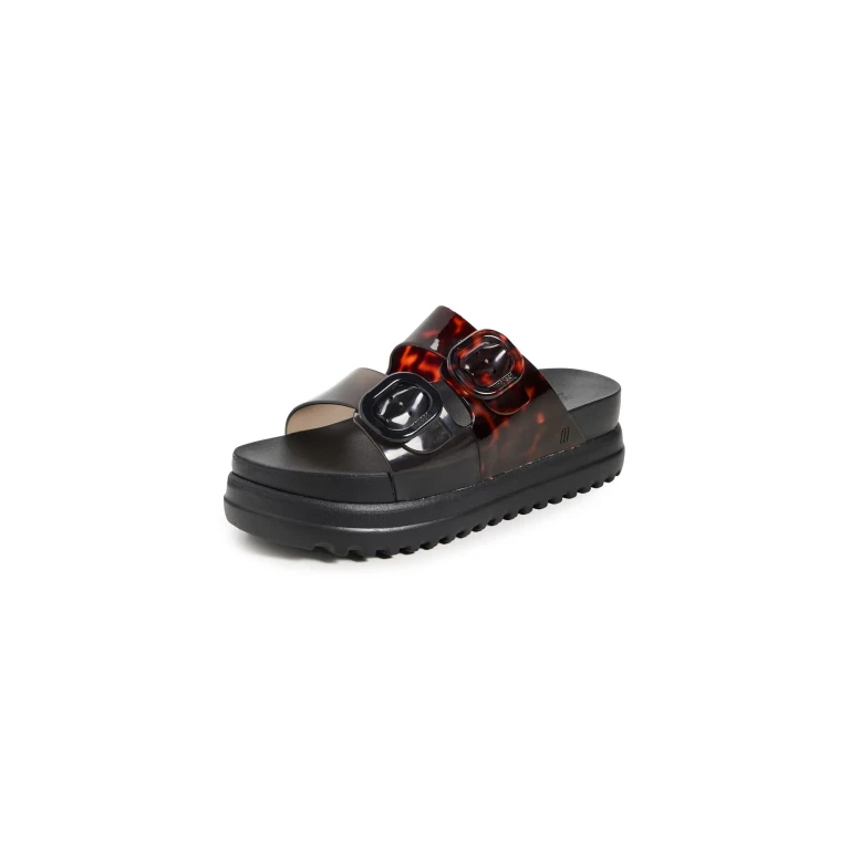 Melissa Cozy Platform Jelly Sandals Black/Tortoiseshell 5
