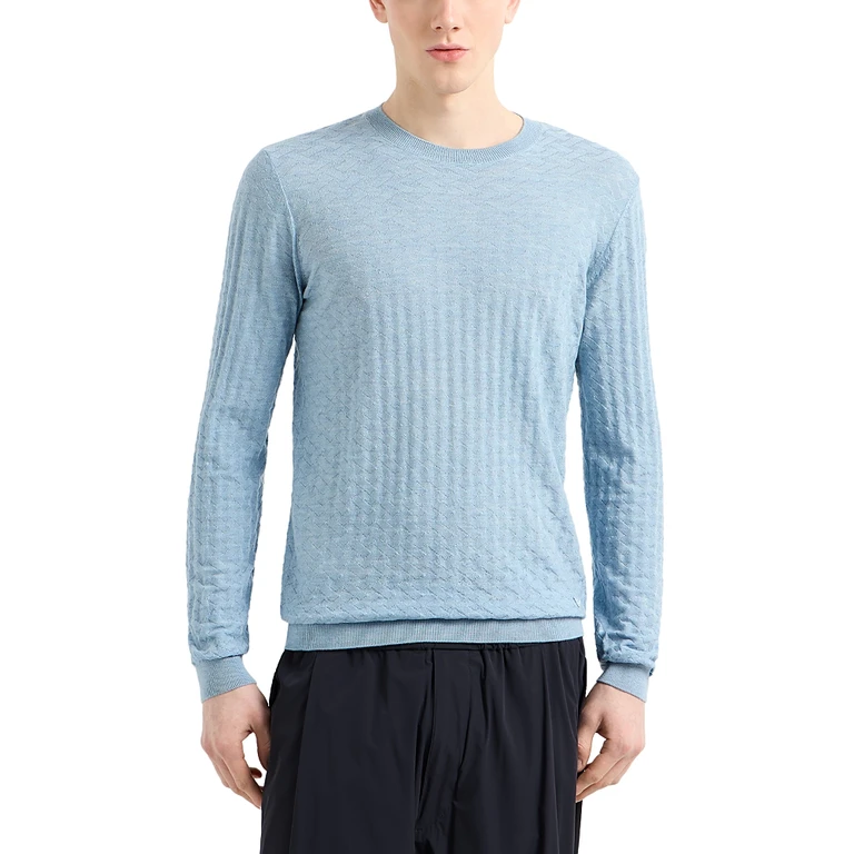 Emporio Armani Virgin Wool Basketweave Motif Sweater