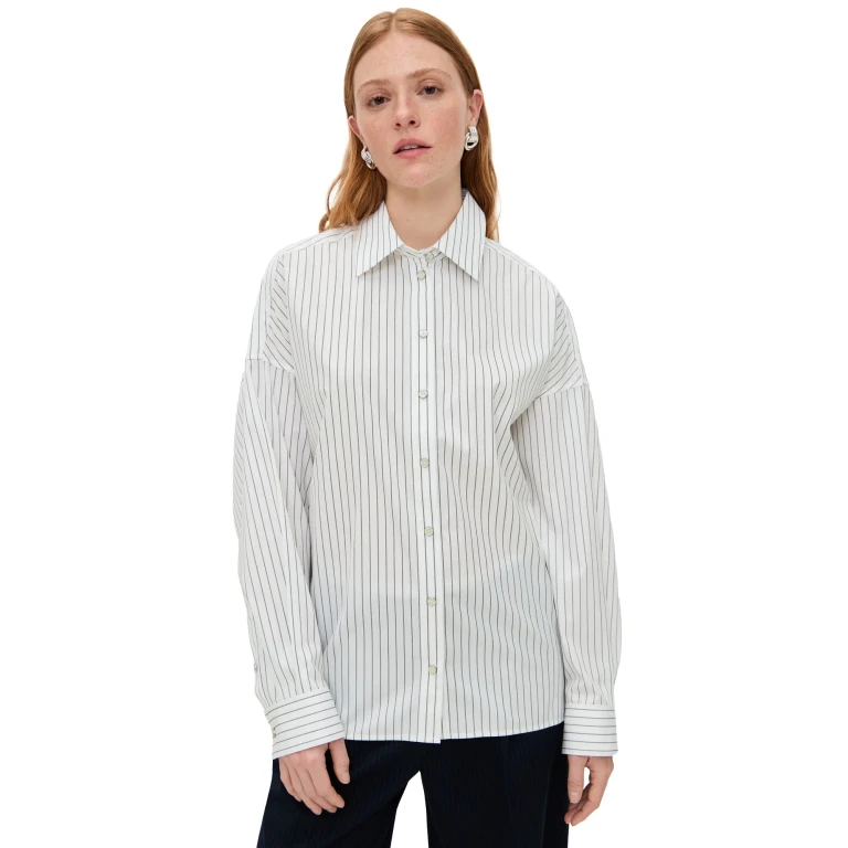 Helmut Lang Placket Cinch Shirt White/Navy L