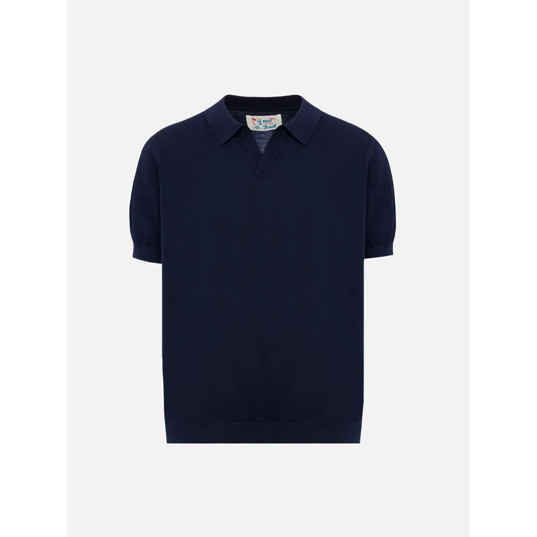 Mc2 Saint Barth Sloan Jr Navy Blue Knitted Polo Shirt Knitwear