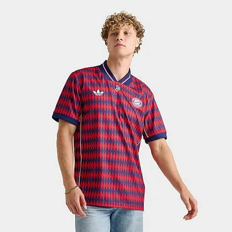 adidas Men's FC Bayern Munich LFSTLR Soccer Jersey in Red/Dark Blue Size: XS