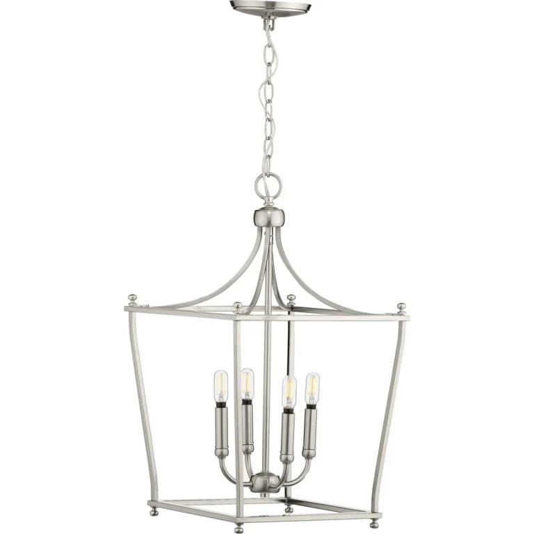 Brushed Nickel Four Light Foyer Pendant from the Parkhurst Collection
