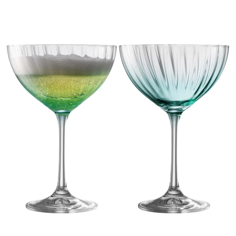 Erne Cocktail/Champagne Saucer Set of 2 in Aqua