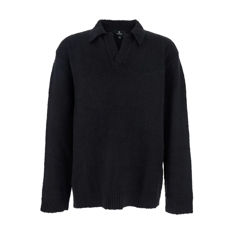 REPRESENT White Long-sleeve Polo Shirt With Classic Collar And Ribbed Trims In Cotton Blend Stretch Man