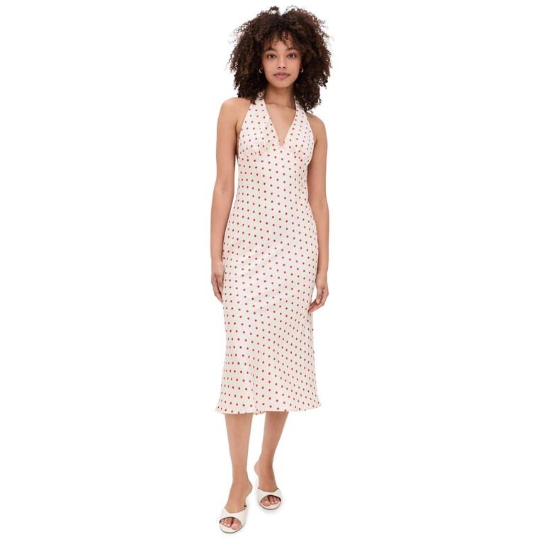 NIA La Brea Dress Ivory/Cherry XS