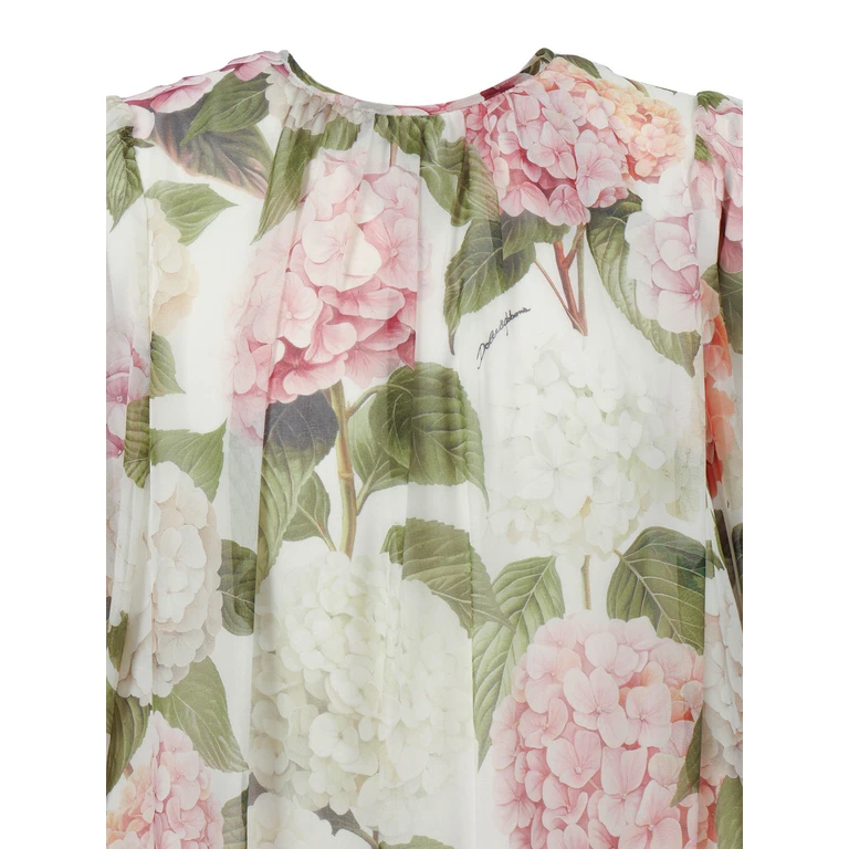 Dolce & Gabbana Junior Long Sleeves Dress White Silk