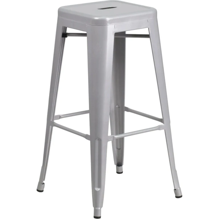 Silver Metal Stackable Bar Stool