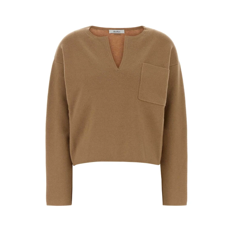 Max Mara Camel Wool Blend Zibello Sweater Cammello Exterior: Cashmere Maglieria - Women