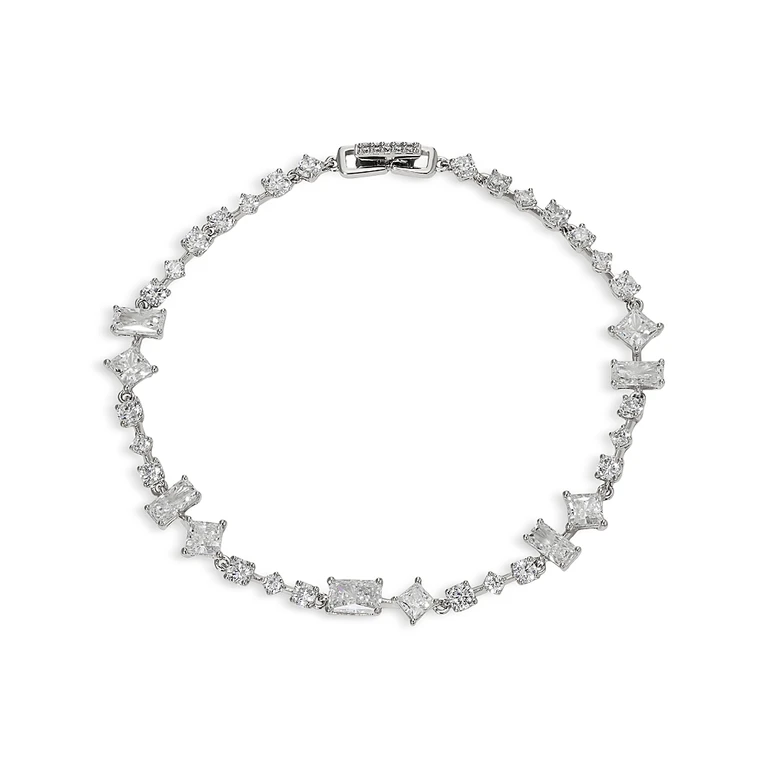 Nadri Rare Jewels Cubic Zirconia Flex Bracelet in Rhodium Plated