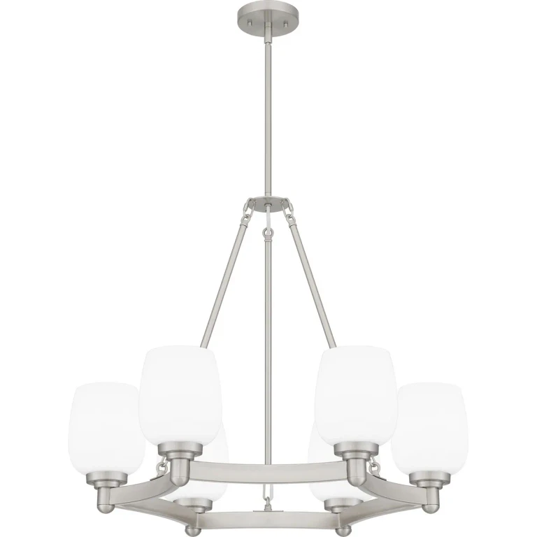 Brushed Nickel Six Light Chandelier from the Penning Collection