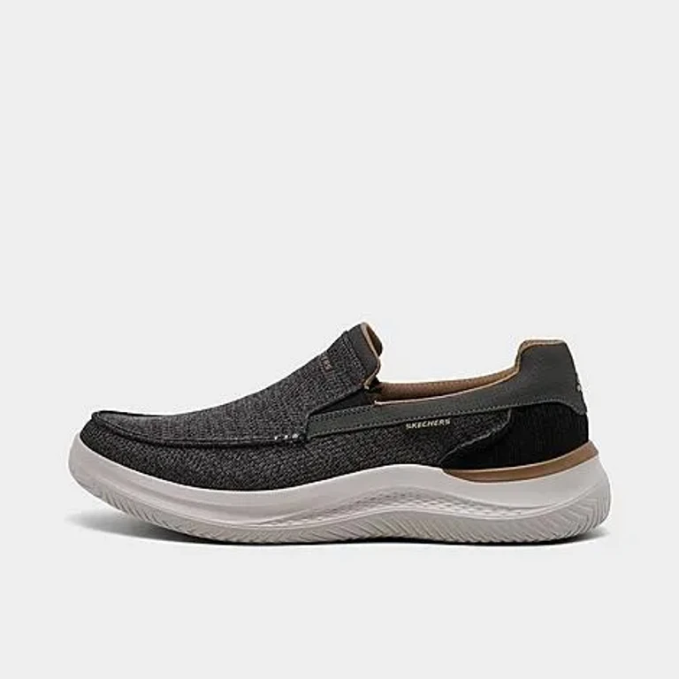Men's Skechers Relaxed Fit: Hasting - Marco Slip-On Casual Shoes in Grey/Black Size: 7.0