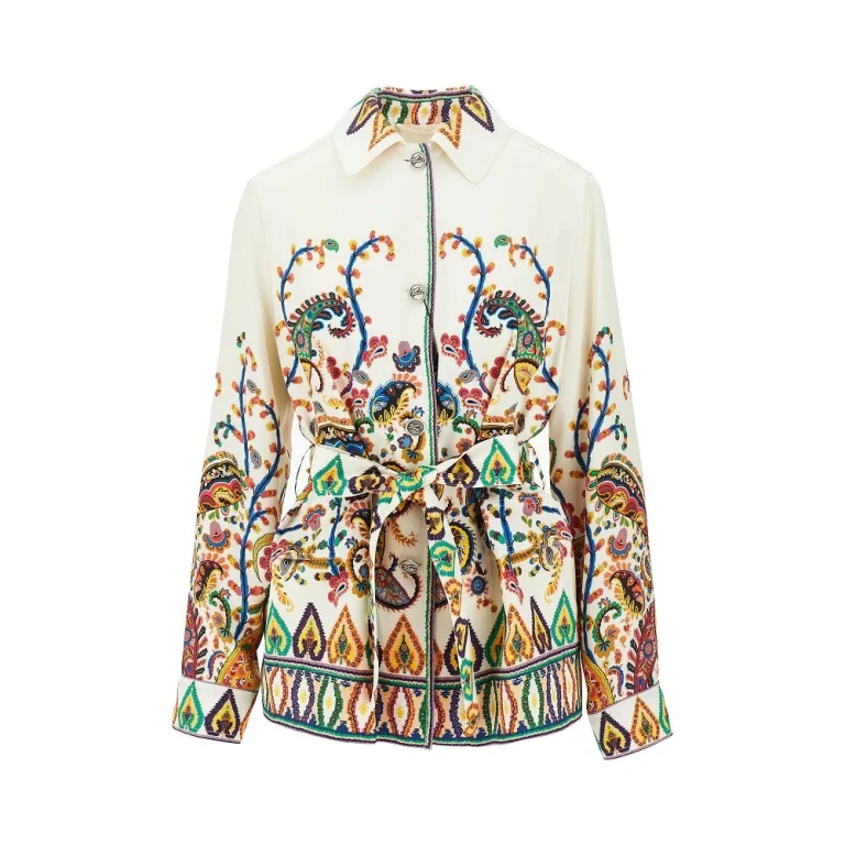 ETRO Twill overshirt with belt Woman 42