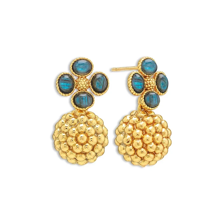 Capucine De Wulf Blue Labradorite Berry Clover Drop Earrings
