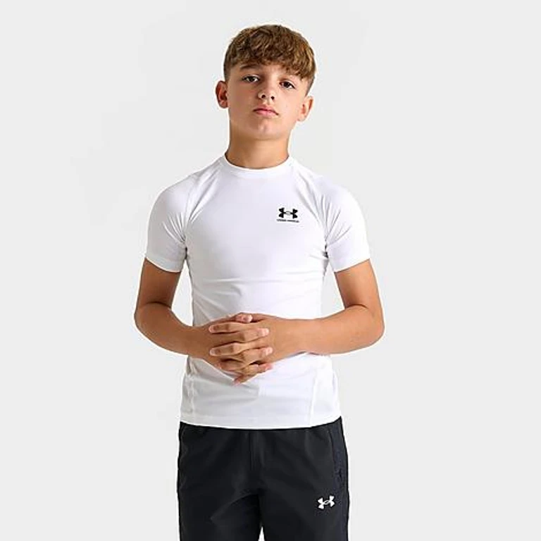 Under Armour Boys Big Kids HeatGear Armour T-Shirt in White Size: Small