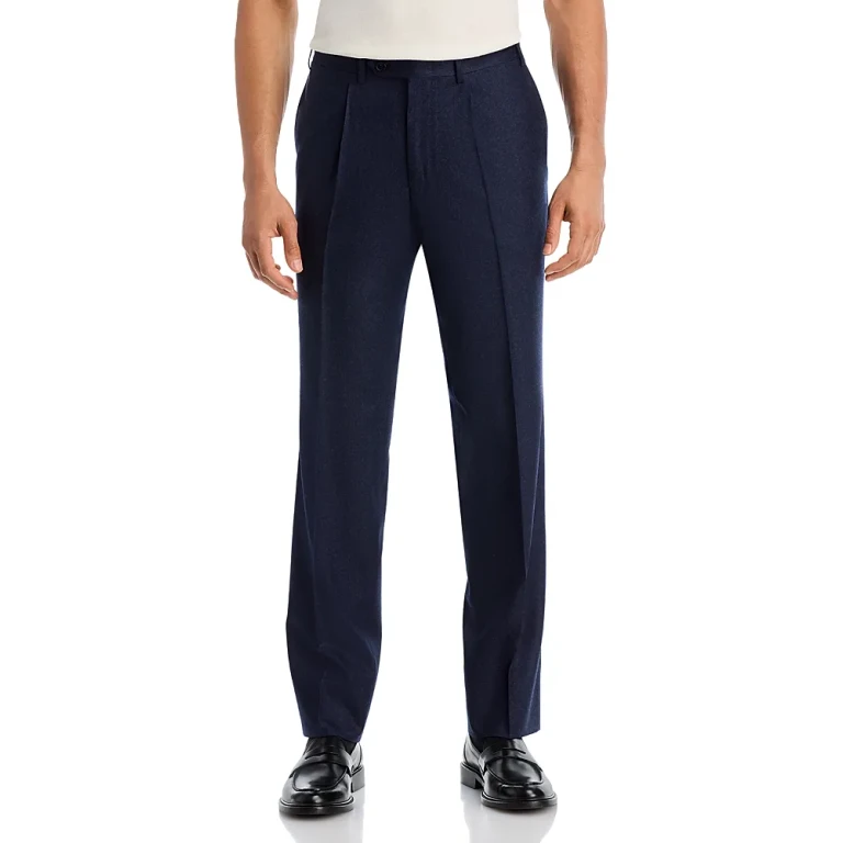 Canali Monza Slim Fit Pleated Wool Flannel Trousers