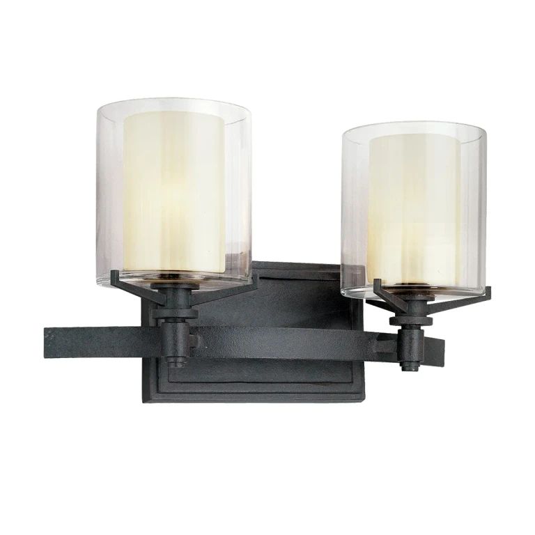 Troy Arcadia 2-Light 15" Bathroom Vanity Light in French Iron