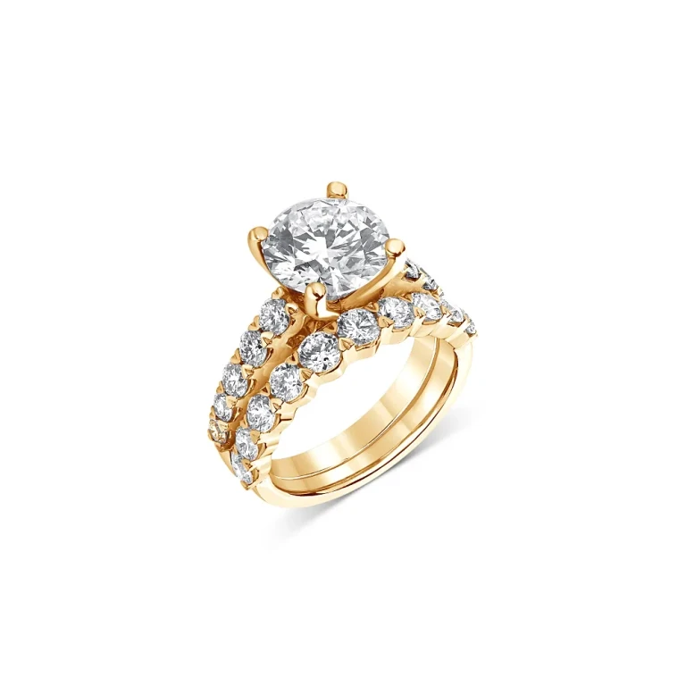Certified Lab Grown Diamond Bridal Set in 18K Yellow Gold, 4.75 tcw