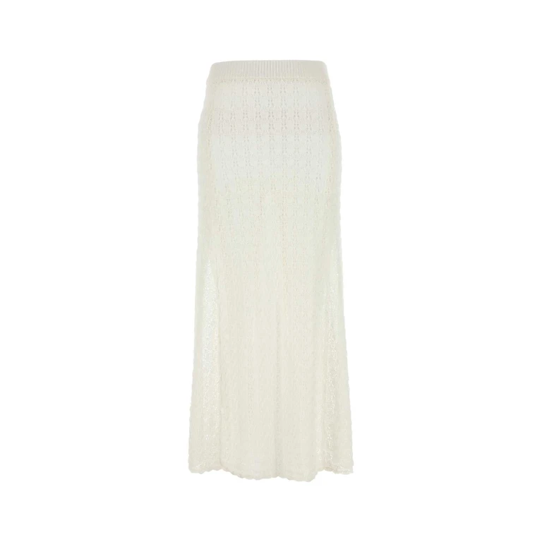 Ganni White Crochet Skirt Egret Exterior: Viscose Nylon Gonne - Women