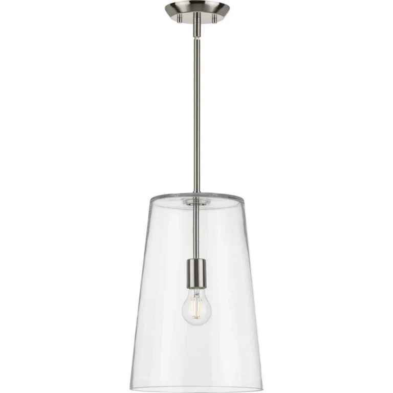 Brushed Nickel One Light Pendant from the Clarion Collection