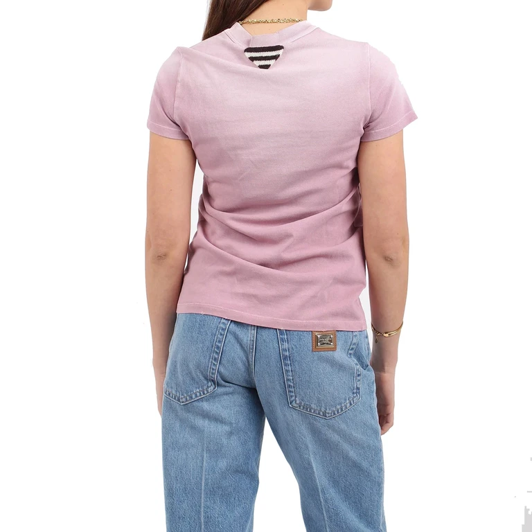 Prada Logo T-Shirt Pink Cotton - Women