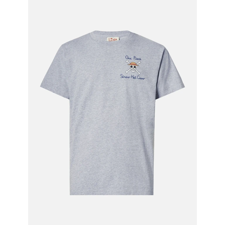 Mc2 Saint Barth Cotton T-Shirt With One Piece Print Special Edition Light Grey Melange - Men