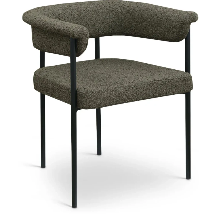 Malin Olive Boucle Upholstered Dining Chair, Set of 2