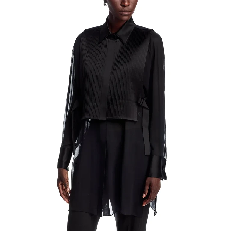 Lafayette 148 New York Pleated Vest Blouse
