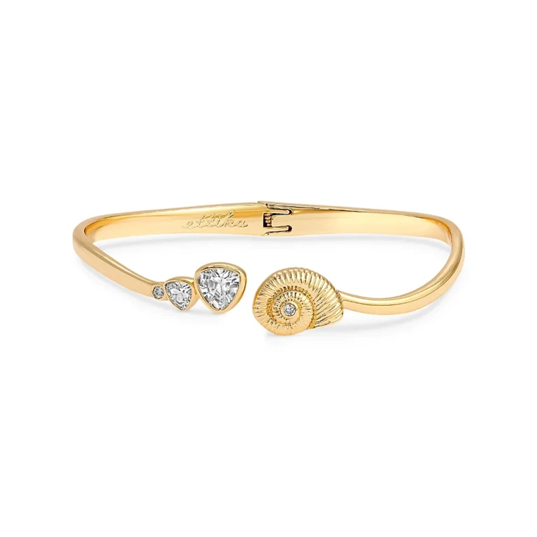 Ettika Crystal Swirled Shell Cuff Bracelet in 18K Gold Plated