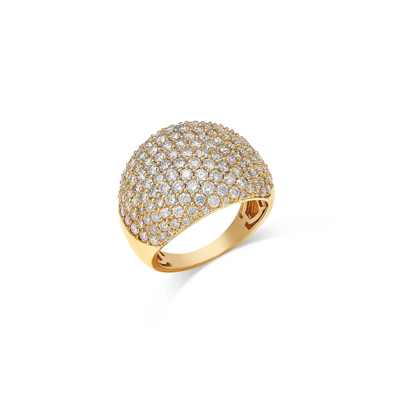 Pave Diamond Ring in 14K Yellow Gold, 3.0 tcw