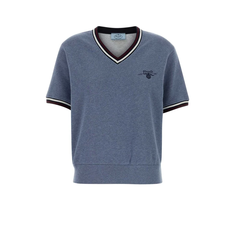 Prada Cerulean Blue Cotton T-Shirt Avio Melange Exterior - Women
