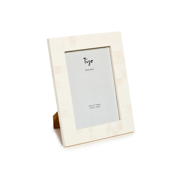 Tizo Design Resin Block Frame White 5x7 Bone Resin One Size