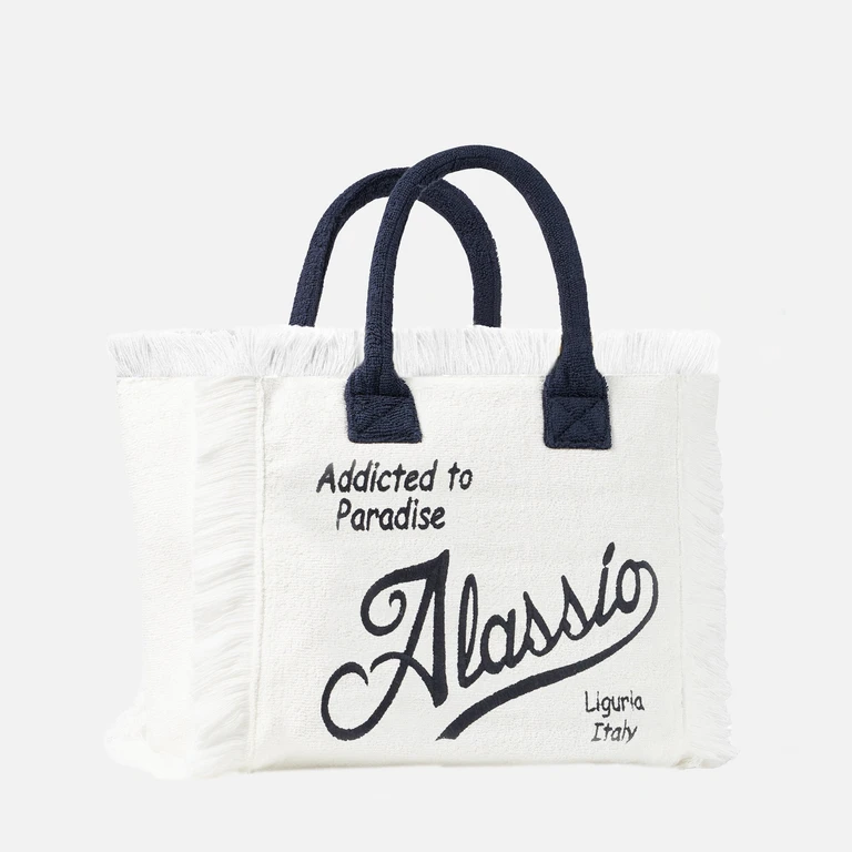 Mc2 Saint Barth Vanity Terry Shoulder Bag With Alassio Embroidery White - Unisex